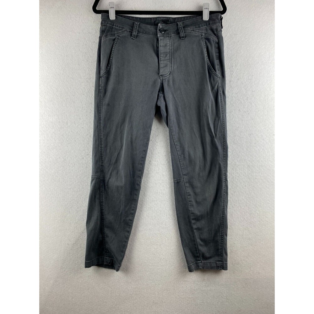 Prana Pants Womens 8 Gray Capri Chino Mid-Rise Button-Fly Slash Pockets Dark